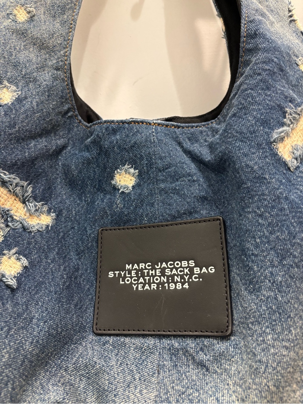 Marc Jacobs Distressed Denim Sack Bag in Blue - Picture 4 of 5
